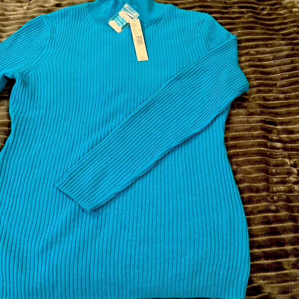 Teal mock neck cashmere sweater